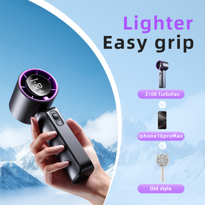 Unisex nan compact high-speed handheld fan with LED display rechargeable battery and quiet turbine Stornfield