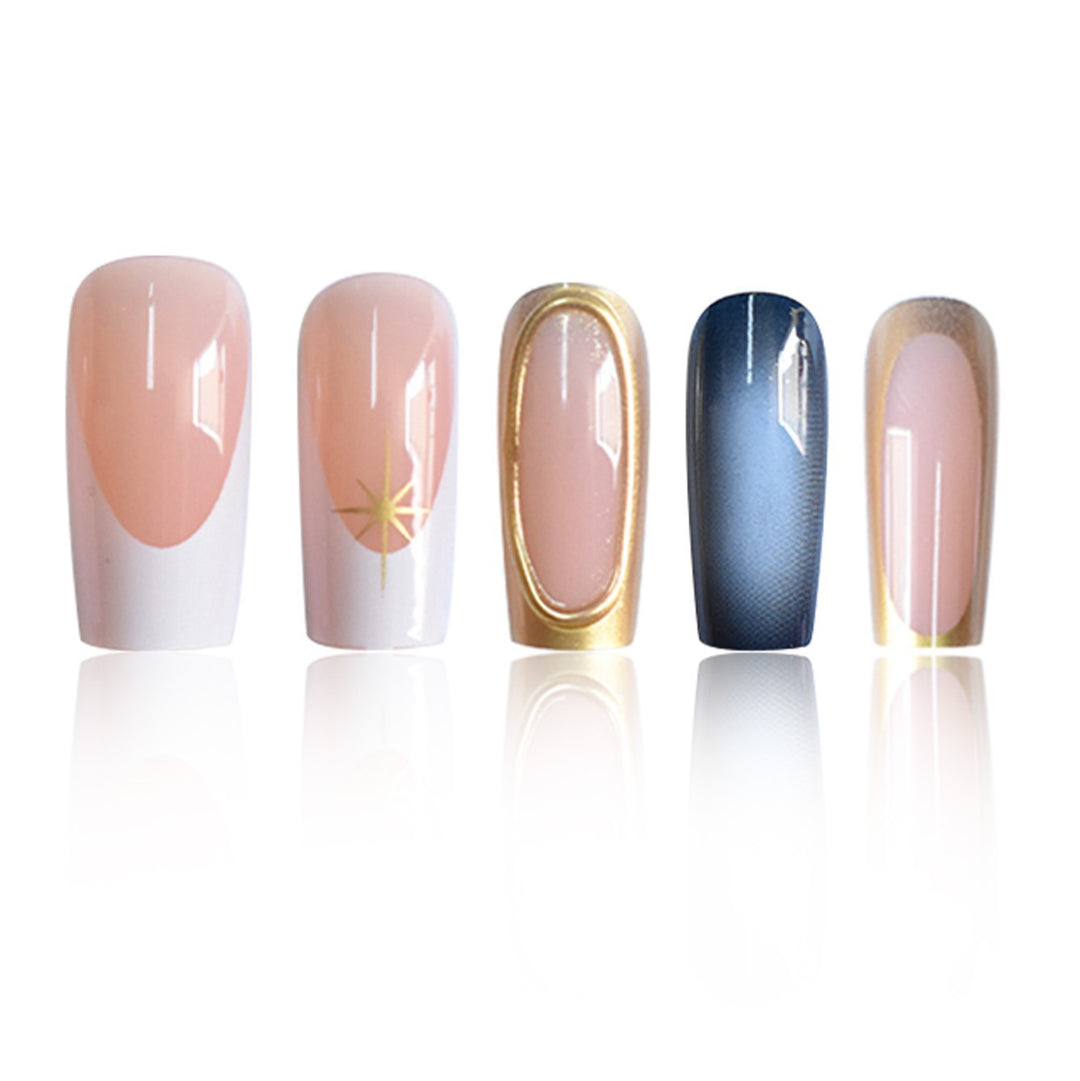 Elegant Ombre Press-On Nail Set with Gold Accents Stornfield