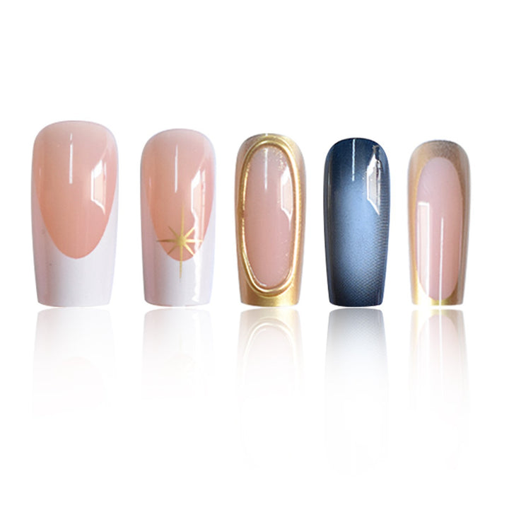 Elegant Ombre Press-On Nail Set with Gold Accents Stornfield
