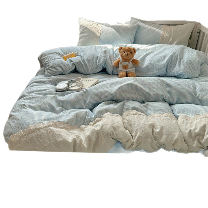 Embroidered Floral Duvet Cover Set