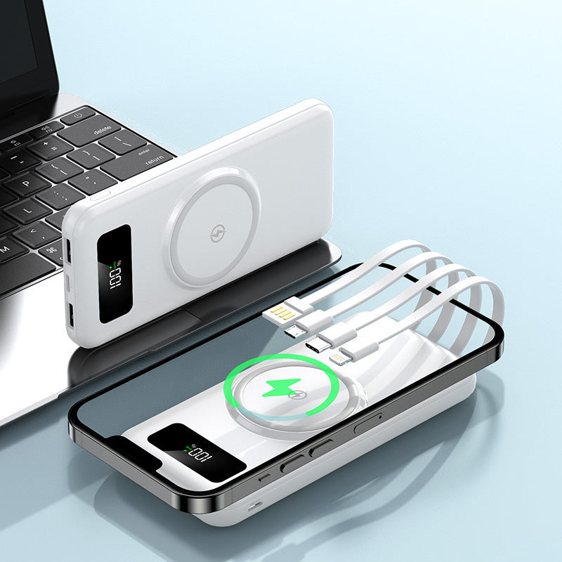 Portable power bank with integrated Qi charging function and digital display Stornfield