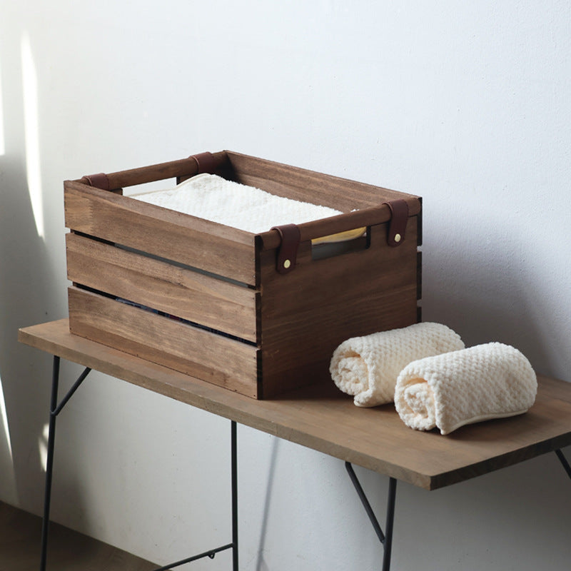 Elegant storage basket made of solid wood Stornfield