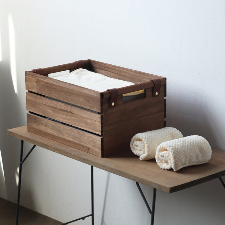 Elegant storage basket made of solid wood Stornfield