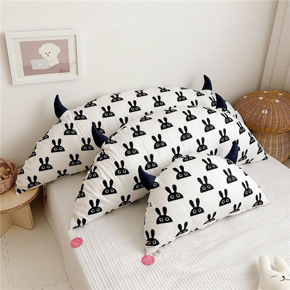 Playful Dog Print Horn-Appliqué Pillowcase Shams Set