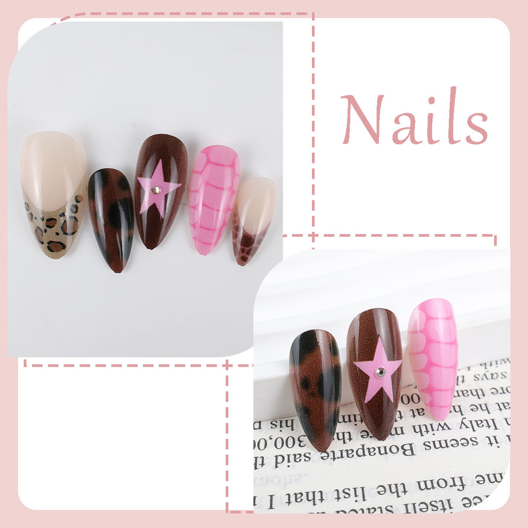 Artificial Nail Set with Creative Animal and Star Motifs Stornfield