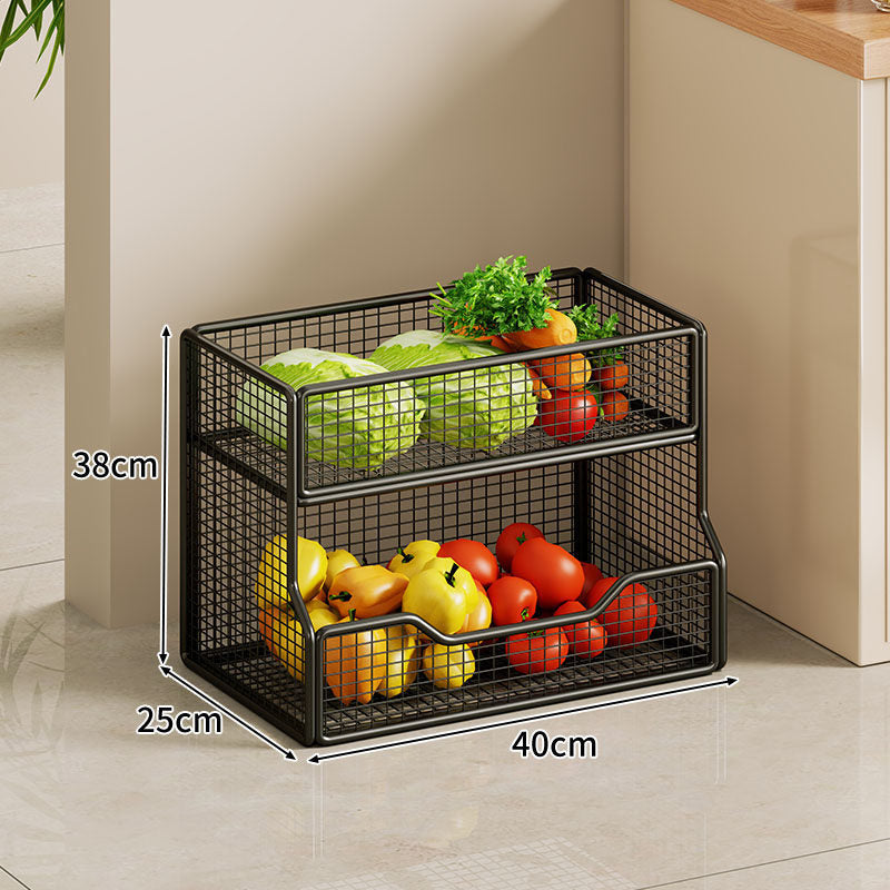 Two-Tier Wire Mesh Countertop Vegetable and Fruit Storage Rack