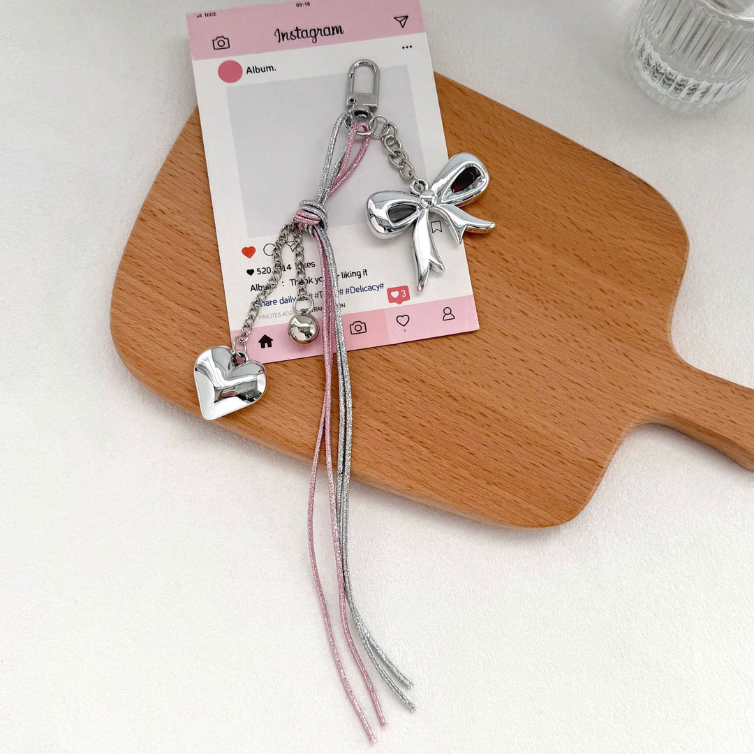 Elegant Bow and Heart Charm Keychain Stornfield