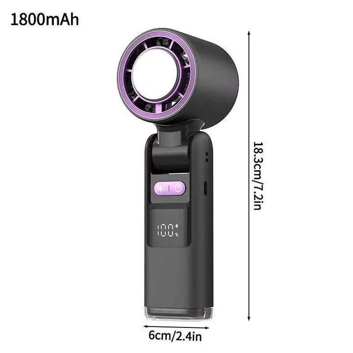 Unisex one size rechargeable portable bladeless style mini fan with foldable head LED status indicator and high capacity battery Stornfield