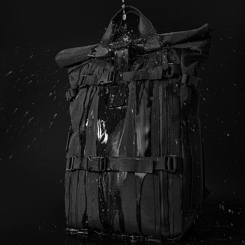 Backpack with roll closure and durable materials Stornfield
