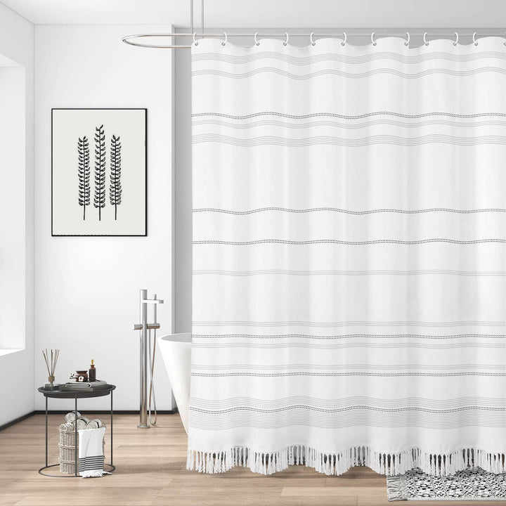 Textured Fringe Shower Curtain Stornfield