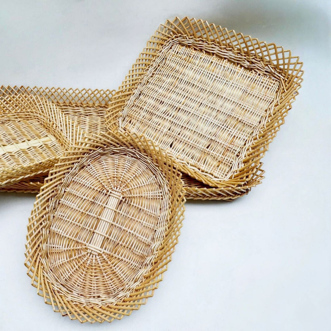 Women's rectangular basket made of woven natural material Stornfield