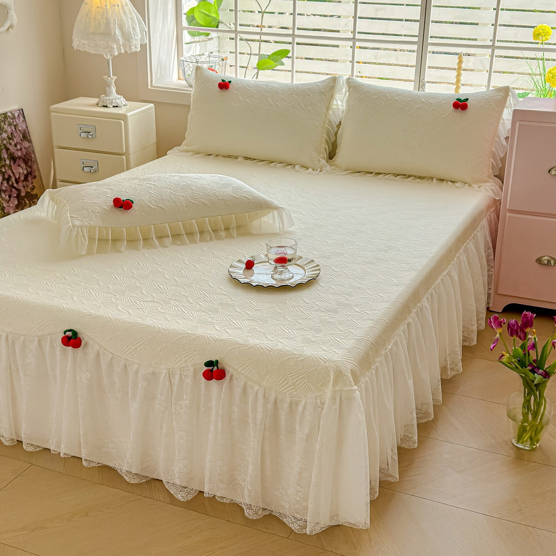 Women's bedspread with playful ruffle design and elegant texture Stornfield
