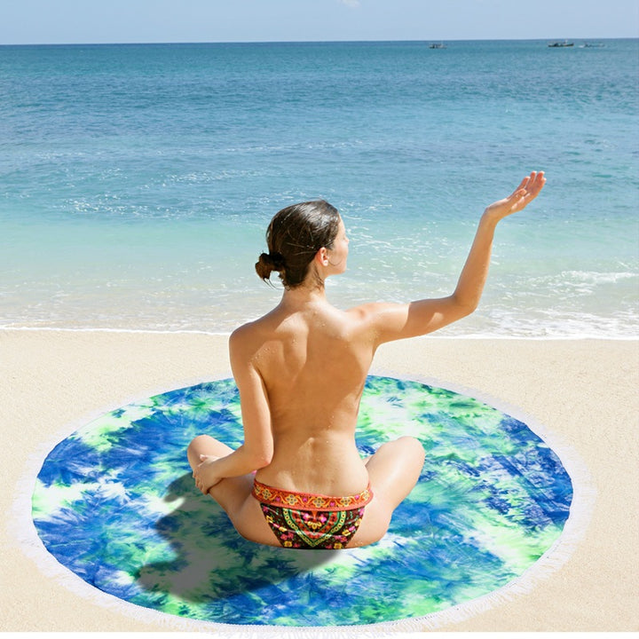 Ladies round beach blanket with fringes Stornfield