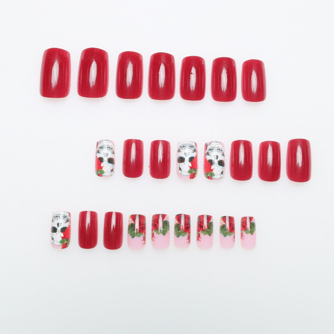 Artistic Skull and Rose Nail Art Stornfield