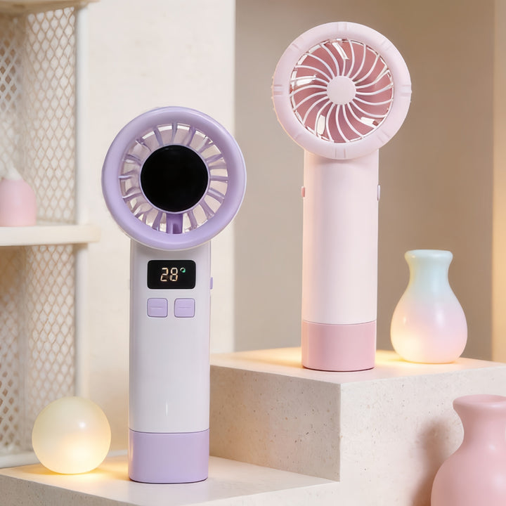 Women's Portable Hand Fan with Digital Temperature Display Stornfield