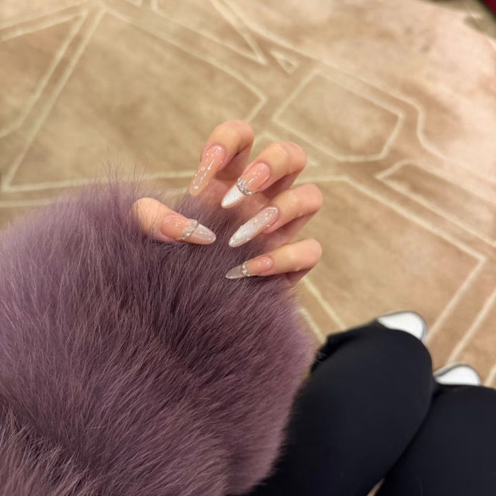 Decorative Nail Art Extensions with Rhinestone Accents