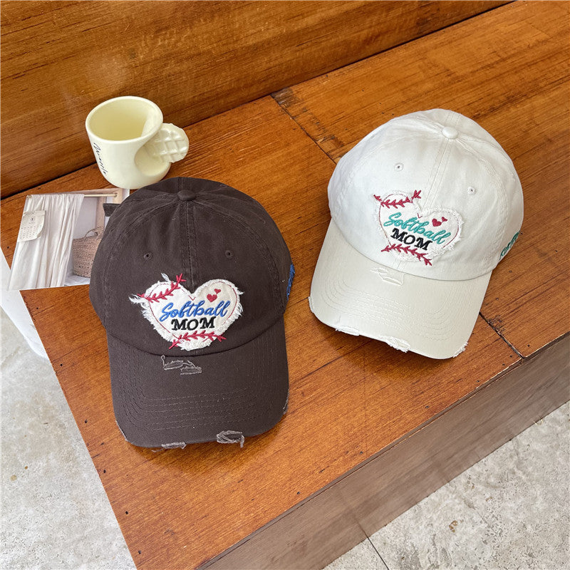 Women's Distressed Softball Mom Patch Baseball Cap Stornfield