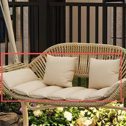 Woven rattan outdoor swing loveseat with padded cushions and powder-coated steel frame Stornfield