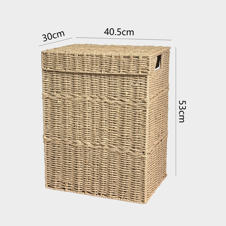 High-quality laundry basket with lid and natural weave Stornfield