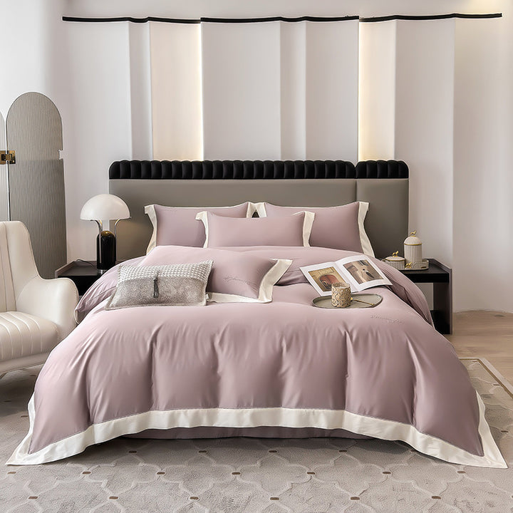Luxury Brushed Microfiber Hotel-Feel Duvet Cover Set with Contrast Hem and Envelope Closure