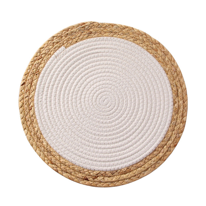 Round woven cotton braided rug for living and entrance area Stornfield