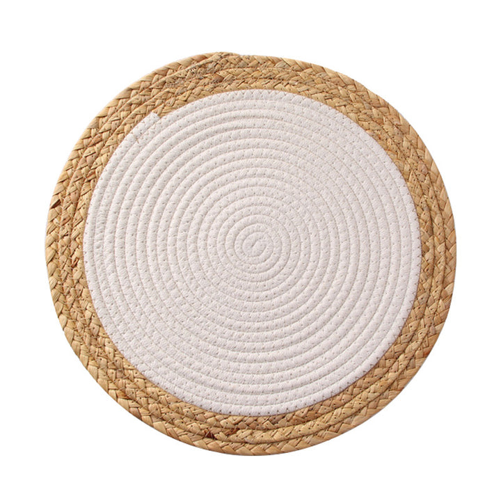 Round woven cotton braided rug for living and entrance area Stornfield