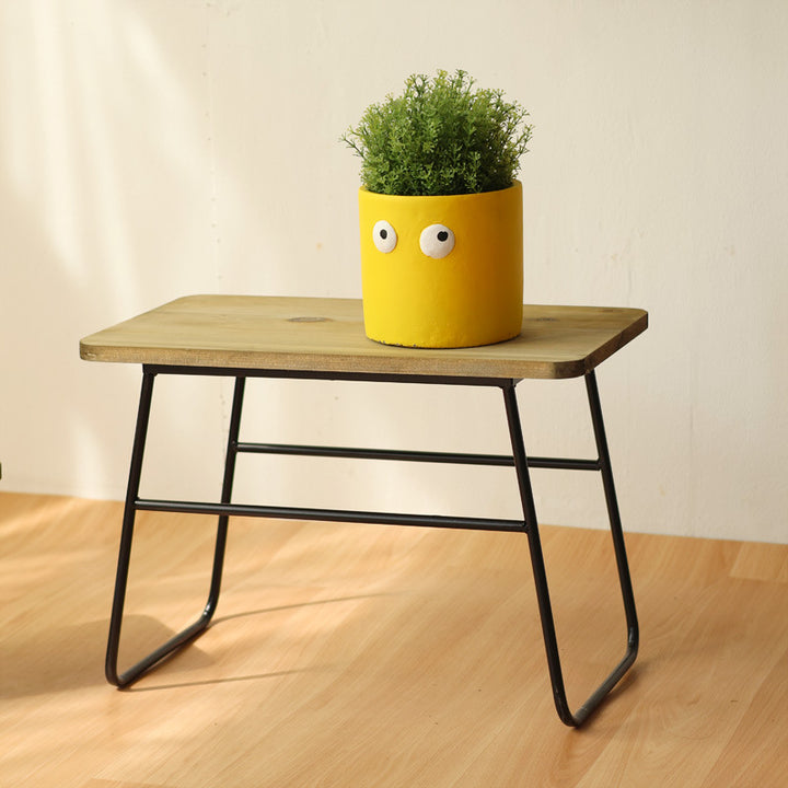 Modern wooden stool with metal frame Stornfield