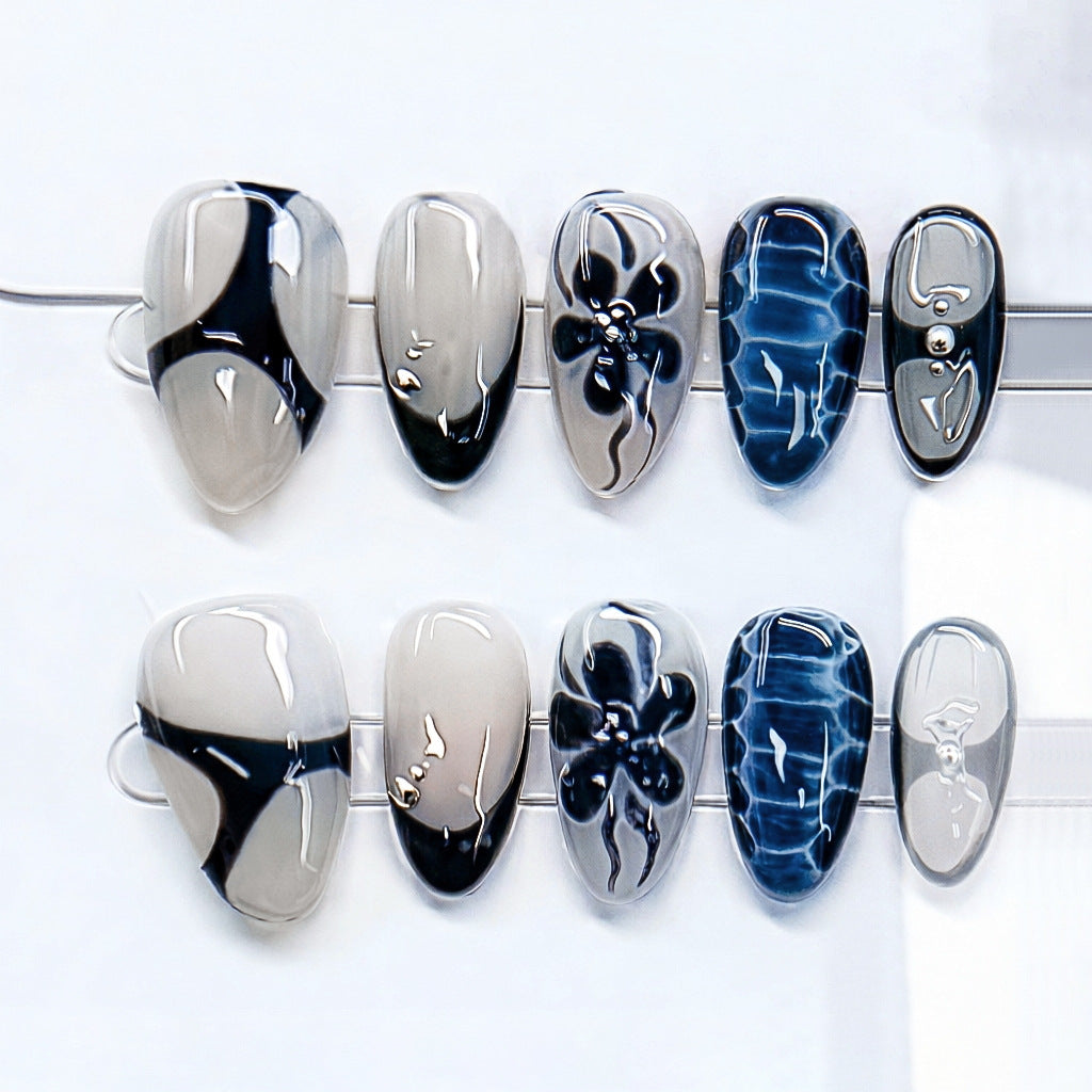 Elegant Press-On Nail Art Set with Creative Design Stornfield