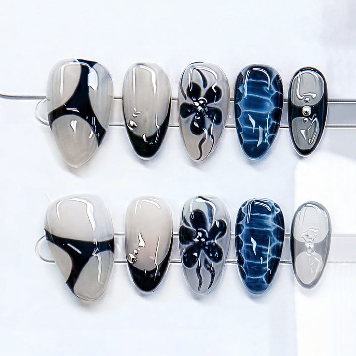 Elegant Press-On Nail Art Set with Creative Design Stornfield