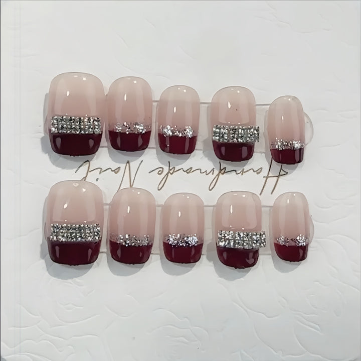 Rhinestone Accent Press-On Nails Stornfield