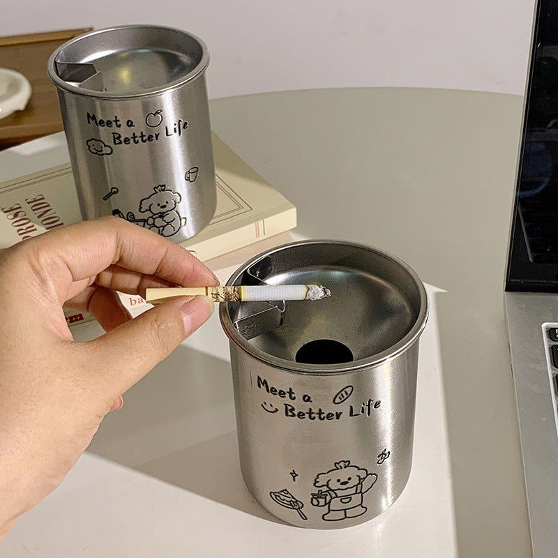 Stainless Steel Ashtray with Cute Animal Motif Stornfield