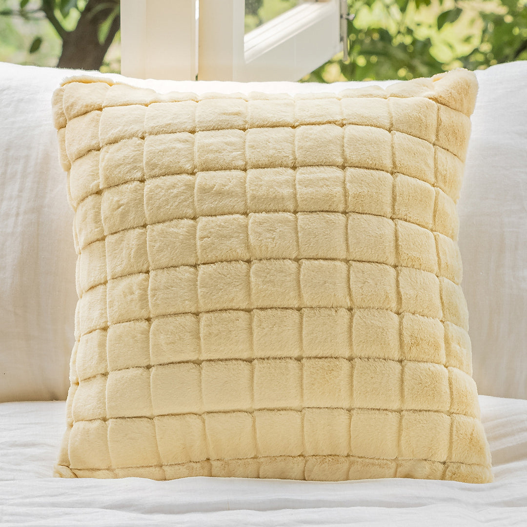 Fluffy decorative pillow with modern patterns