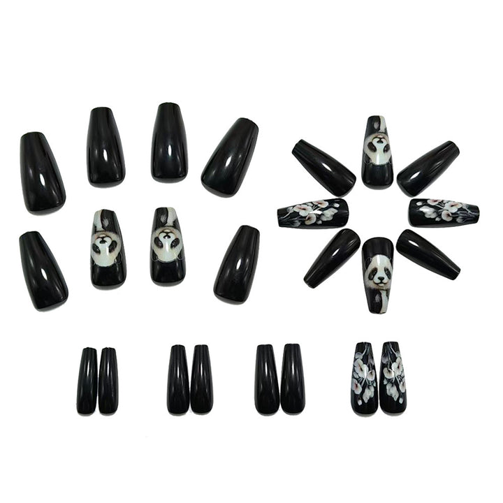Artificial nails with playful panda and flower design Stornfield