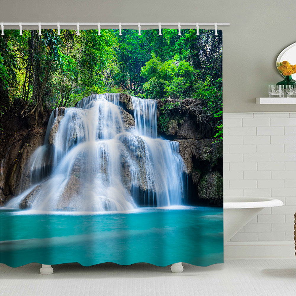 Scenic Waterfall Print Shower Curtain Stornfield