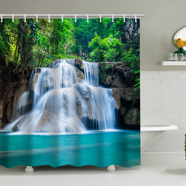 Scenic Waterfall Print Shower Curtain Stornfield