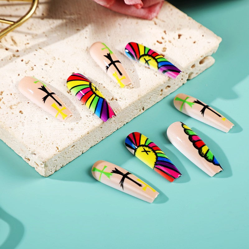 Artificial Nails Set with Creative Cross Pattern Stornfield