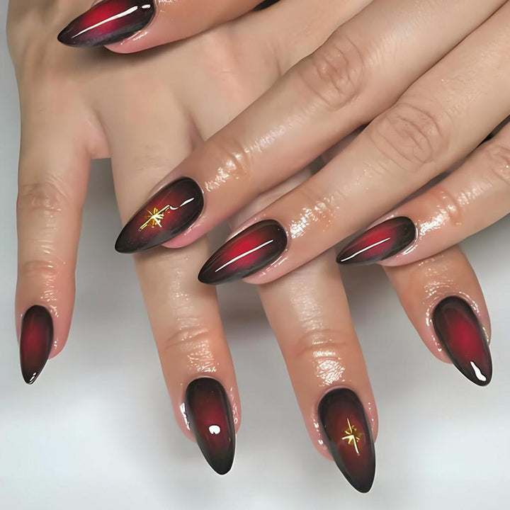 Artificial nail set with elegant gradient and glitter details Stornfield