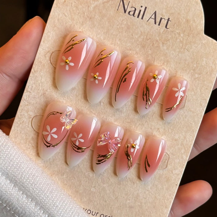 Elegant Floral-Themed Press-On Nail Art Kit Stornfield