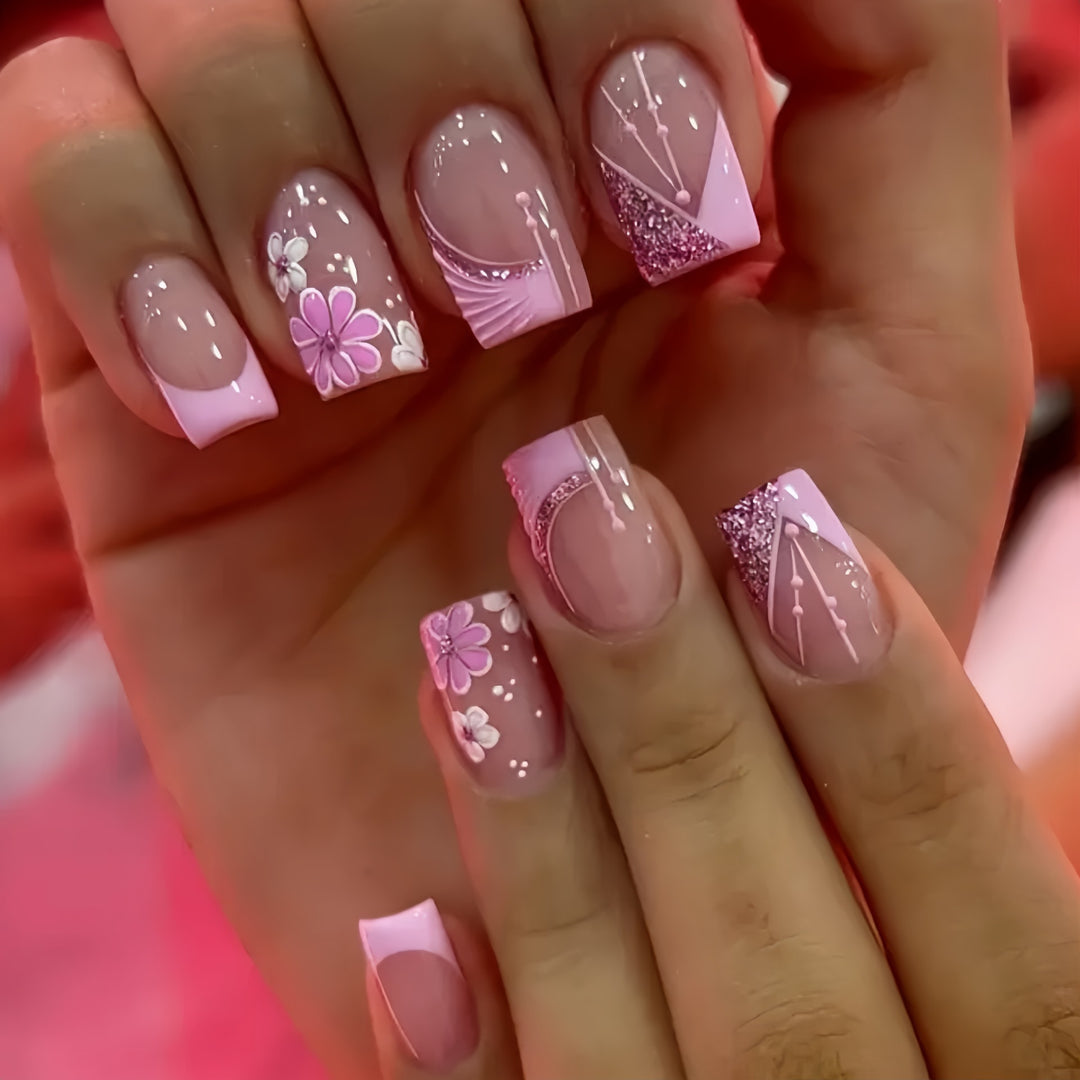Floral Acrylic Press-On Nail Art Stornfield