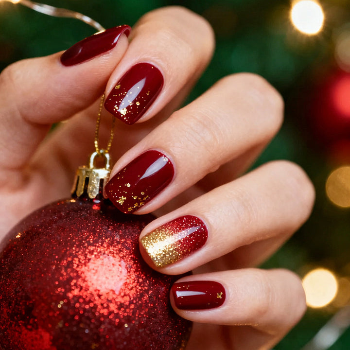 Acrylic nail set with sparkling accents and festive design Stornfield