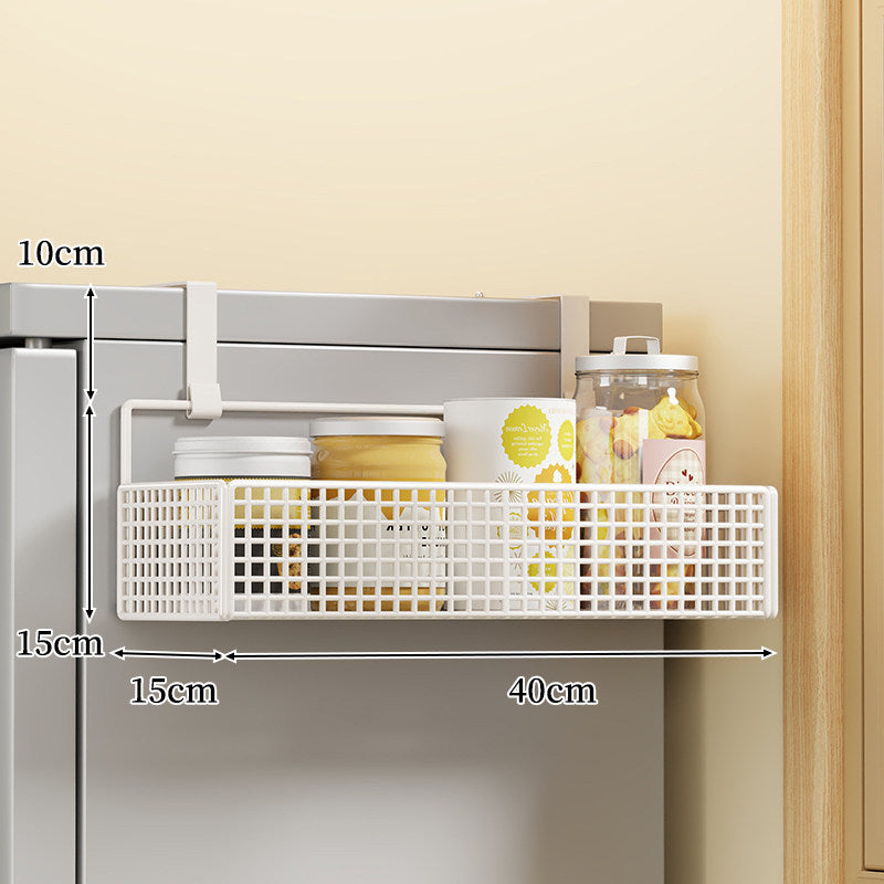Over-the-Fridge Stacked Metal Mesh Hanging Storage Basket