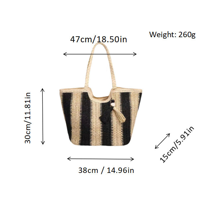 Beach bag with cheerful stripes and tassel details Stornfield