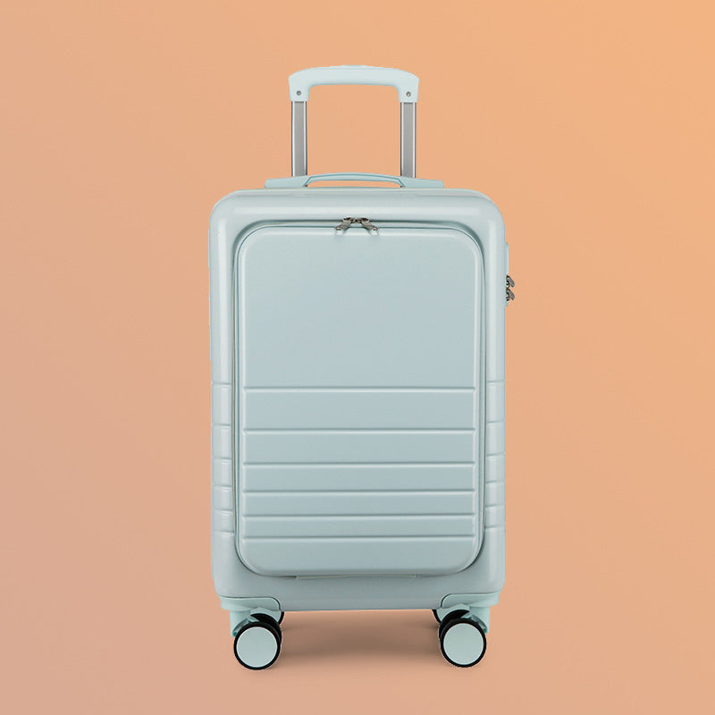 carry-on hardshell front-pocket spinner suitcase with quick-access compartment telescopic handle and smooth full-rotation wheels Stornfield
