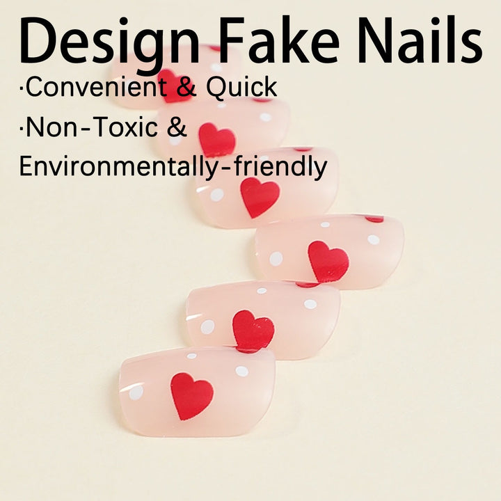Nail art set with playful heart design Stornfield
