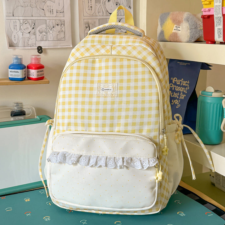 Playful Gingham Patterned School Backpack Stornfield