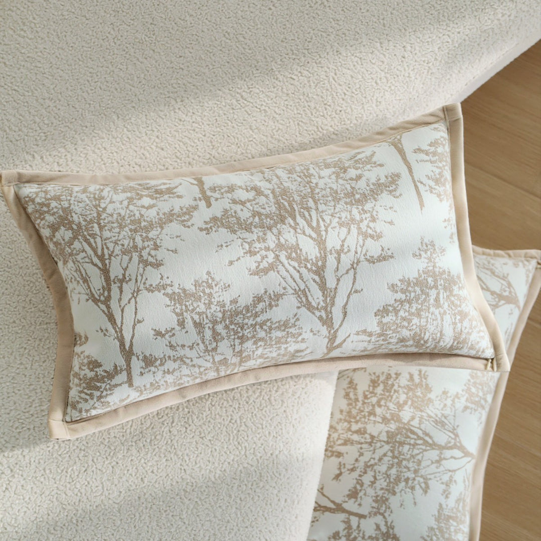 Decorative pillow with botanical tree design