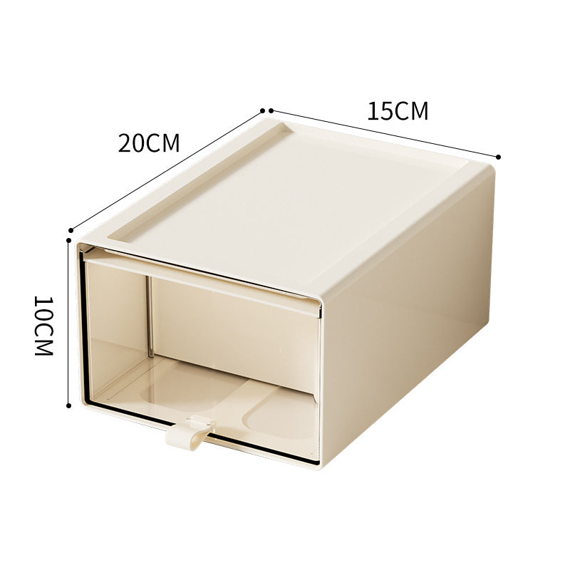 Compact stackable drawer storage box with transparent window