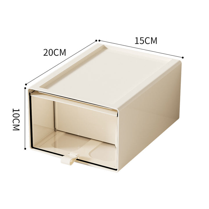 Compact stackable drawer storage box with transparent window