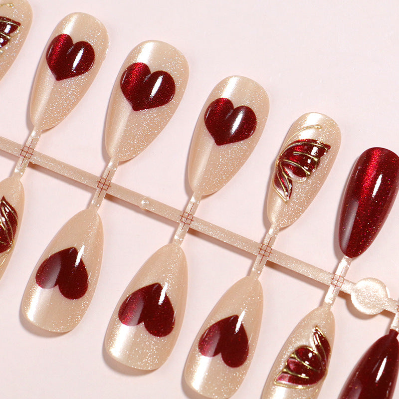 Artistic Heart-Accented Press-On Nail Set Stornfield