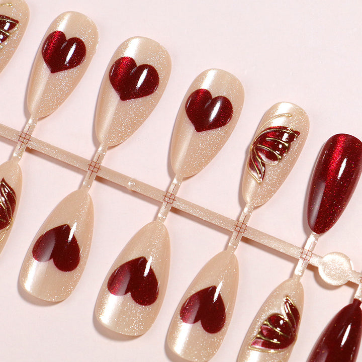 Artistic Heart-Accented Press-On Nail Set Stornfield